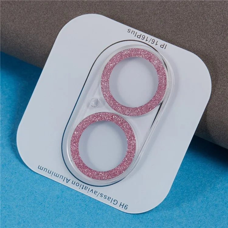 For iPhone 16 / 16 Plus Camera Lens Protector Glitter Tempered Glass Lens Film