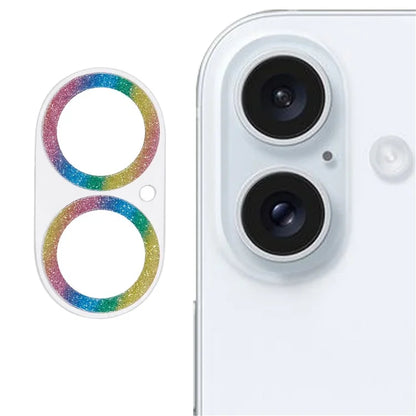 For iPhone 16 / 16 Plus Camera Lens Protector Glitter Tempered Glass Lens Film