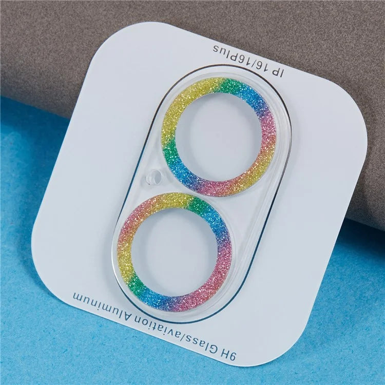 For iPhone 16 / 16 Plus Camera Lens Protector Glitter Tempered Glass Lens Film