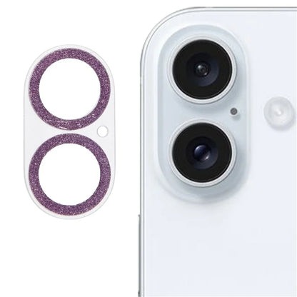 For iPhone 16 / 16 Plus Camera Lens Protector Glitter Tempered Glass Lens Film