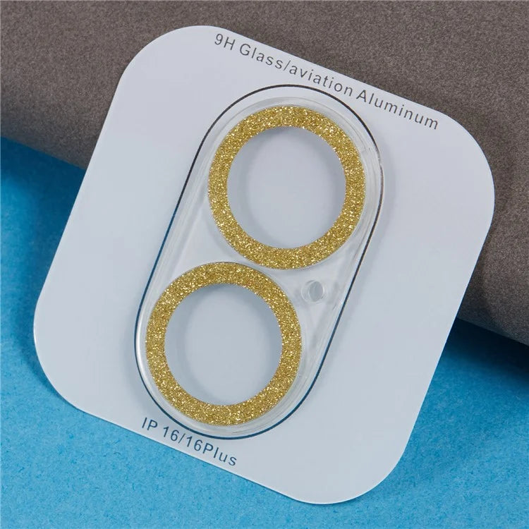 For iPhone 16 / 16 Plus Camera Lens Protector Glitter Tempered Glass Lens Film