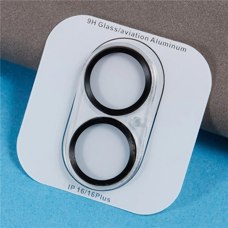 For iPhone 16 / 16 Plus Camera Lens Protector CD Veins Integrated Tempered Glass Lens Film
