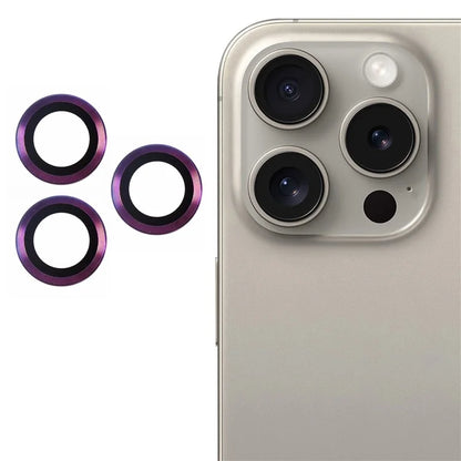 For iPhone 16 Pro / 16 Pro Max Camera Lens Protector CD Veins Metal Ring Tempered Glass Film