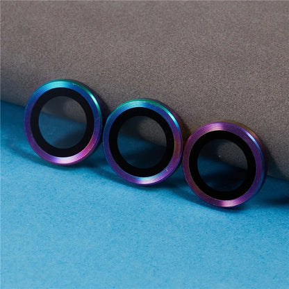 For iPhone 16 Pro / 16 Pro Max Camera Lens Protector CD Veins Metal Ring Tempered Glass Film