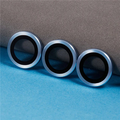 For iPhone 16 Pro / 16 Pro Max Camera Lens Protector CD Veins Metal Ring Tempered Glass Film