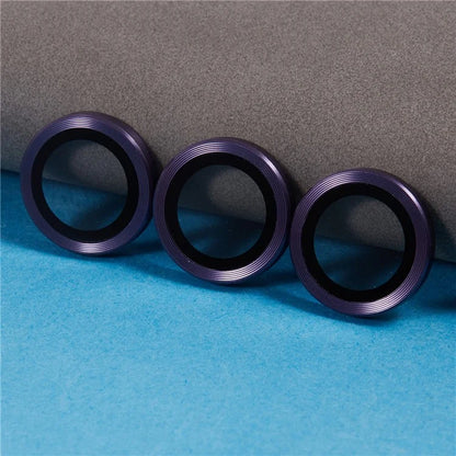 For iPhone 16 Pro / 16 Pro Max Camera Lens Protector CD Veins Metal Ring Tempered Glass Film