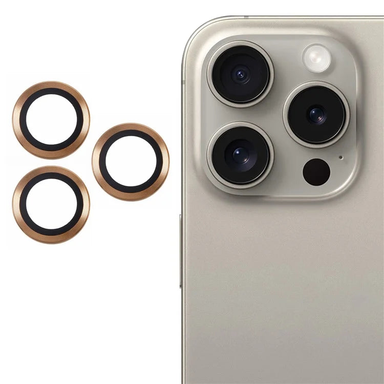 For iPhone 16 Pro / 16 Pro Max Camera Lens Protector CD Veins Metal Ring Tempered Glass Film