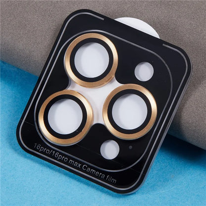 For iPhone 16 Pro / 16 Pro Max Camera Lens Protector CD Veins Metal Ring Tempered Glass Film
