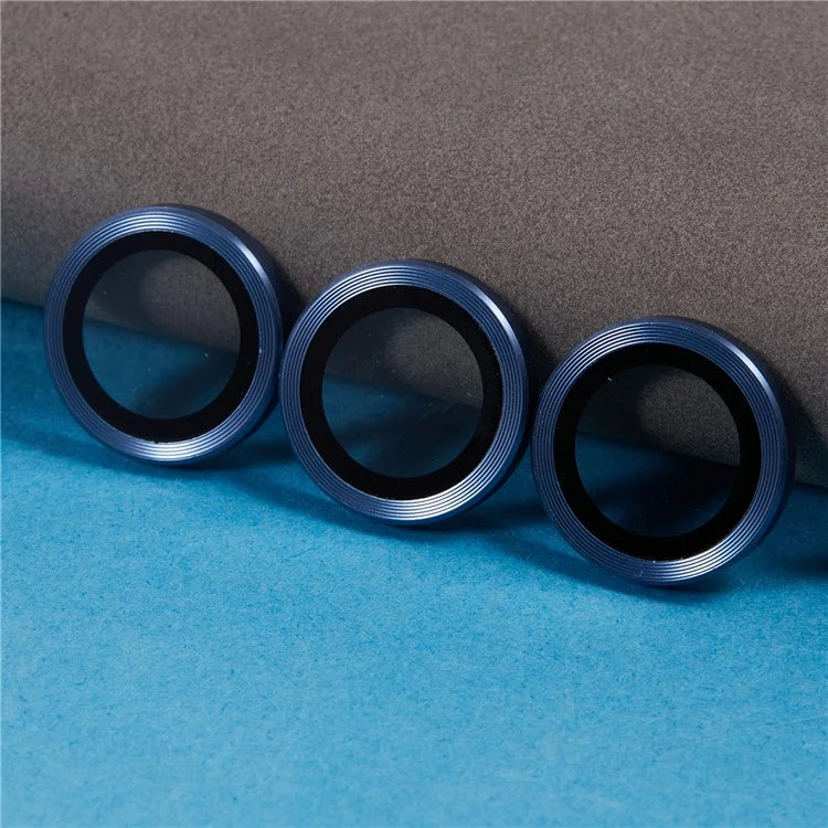 For iPhone 16 Pro / 16 Pro Max Camera Lens Protector CD Veins Metal Ring Tempered Glass Film