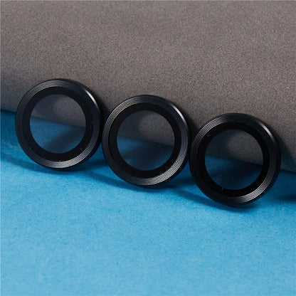 For iPhone 16 Pro / 16 Pro Max Camera Lens Protector CD Veins Metal Ring Tempered Glass Film
