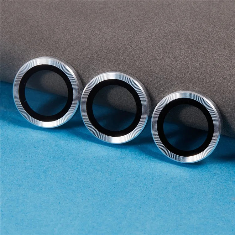 For iPhone 16 Pro / 16 Pro Max Camera Lens Protector CD Veins Metal Ring Tempered Glass Film