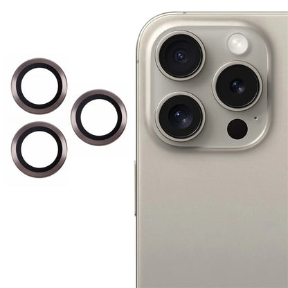 For iPhone 16 Pro / 16 Pro Max Camera Lens Protector CD Veins Metal Ring Tempered Glass Film