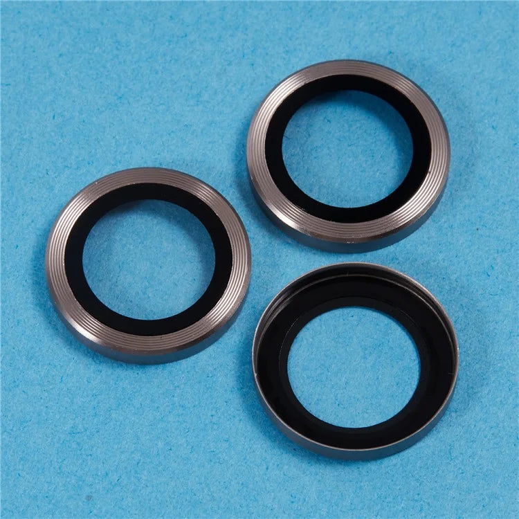 For iPhone 16 Pro / 16 Pro Max Camera Lens Protector CD Veins Metal Ring Tempered Glass Film