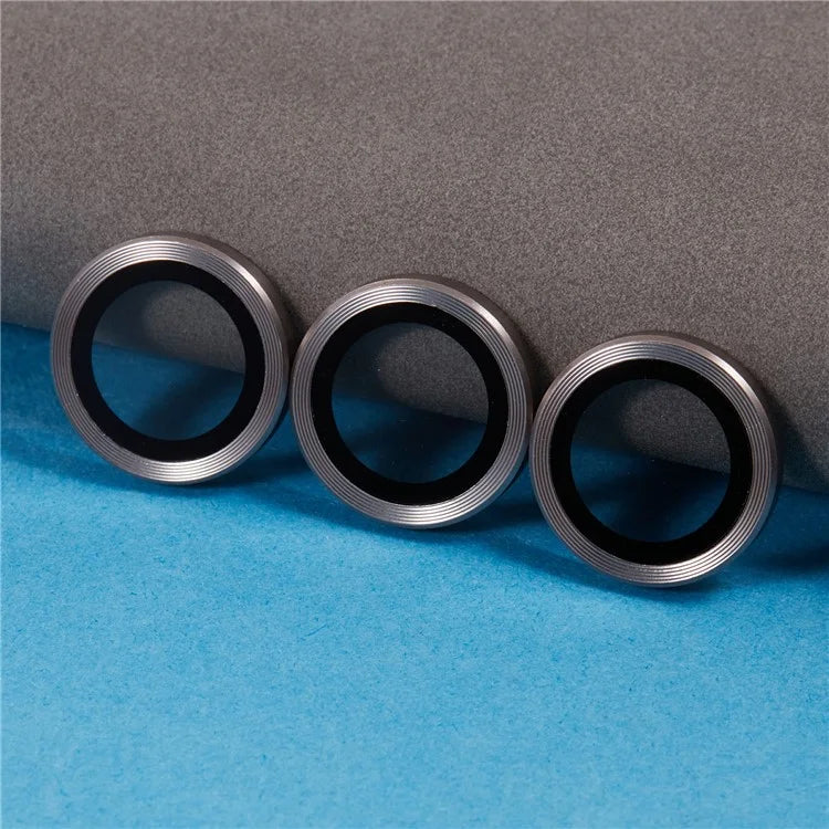 For iPhone 16 Pro / 16 Pro Max Camera Lens Protector CD Veins Metal Ring Tempered Glass Film