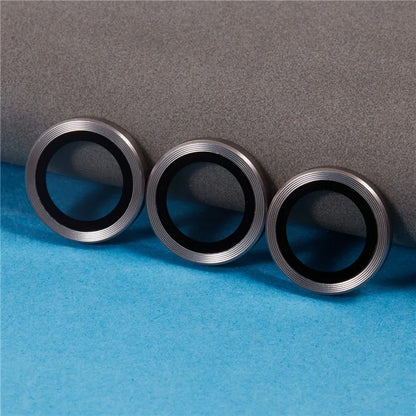 For iPhone 16 Pro / 16 Pro Max Camera Lens Protector CD Veins Metal Ring Tempered Glass Film