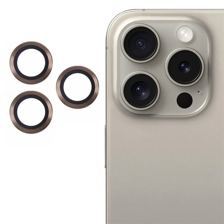 For iPhone 16 Pro / 16 Pro Max Camera Lens Protector CD Veins Metal Ring Tempered Glass Film