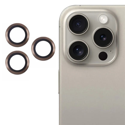 For iPhone 16 Pro / 16 Pro Max Camera Lens Protector CD Veins Metal Ring Tempered Glass Film