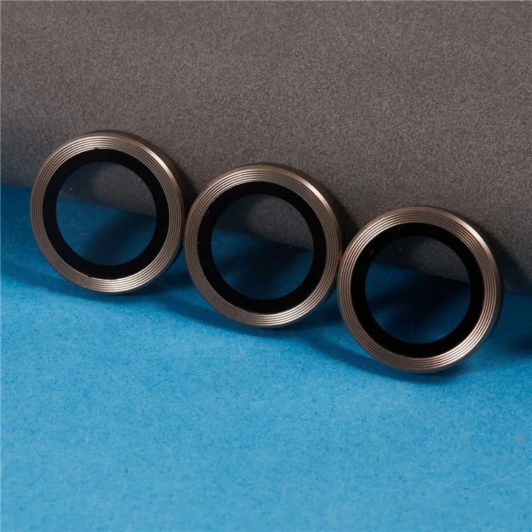 For iPhone 16 Pro / 16 Pro Max Camera Lens Protector CD Veins Metal Ring Tempered Glass Film