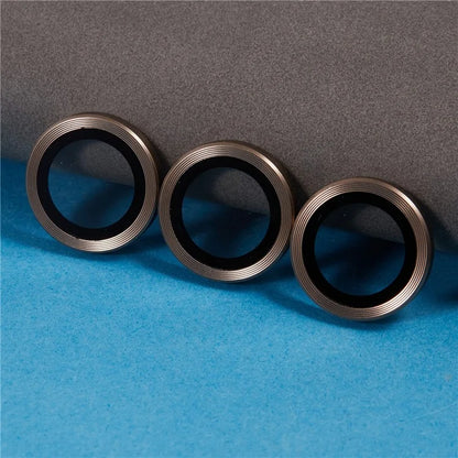 For iPhone 16 Pro / 16 Pro Max Camera Lens Protector CD Veins Metal Ring Tempered Glass Film