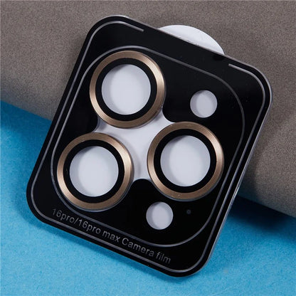 For iPhone 16 Pro / 16 Pro Max Camera Lens Protector CD Veins Metal Ring Tempered Glass Film