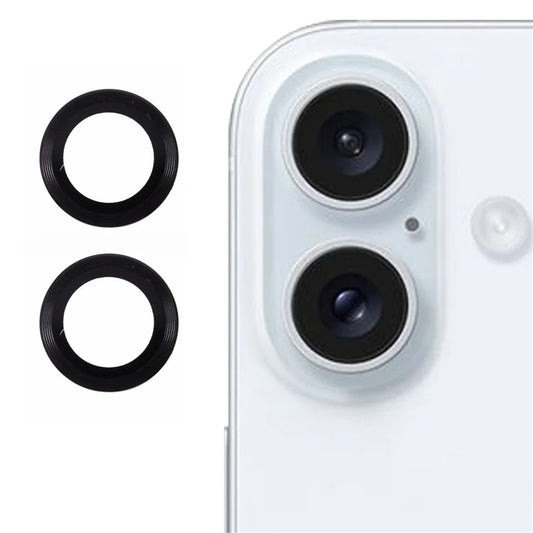 For iPhone 16 / 16 Plus Camera Lens Protector CD Veins Metal Ring Tempered Glass Film