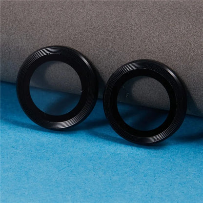 For iPhone 16 / 16 Plus Camera Lens Protector CD Veins Metal Ring Tempered Glass Film