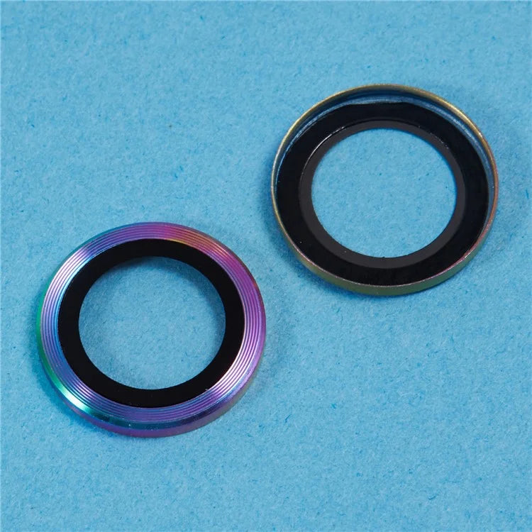For iPhone 16 / 16 Plus Camera Lens Protector CD Veins Metal Ring Tempered Glass Film