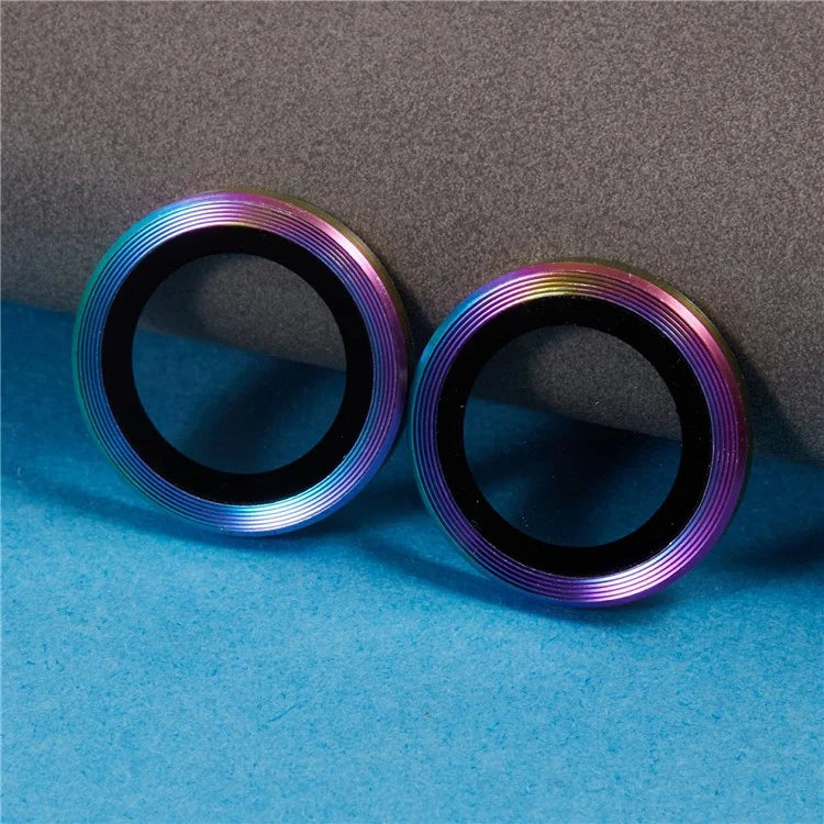 For iPhone 16 / 16 Plus Camera Lens Protector CD Veins Metal Ring Tempered Glass Film