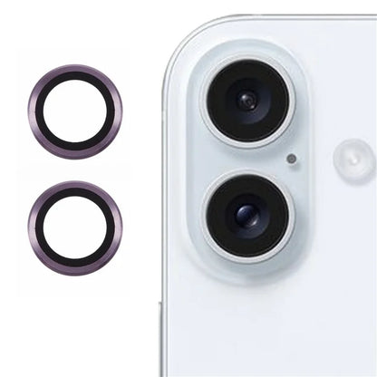 For iPhone 16 / 16 Plus Camera Lens Protector CD Veins Metal Ring Tempered Glass Film