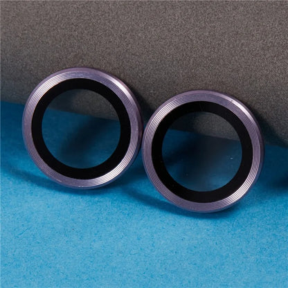 For iPhone 16 / 16 Plus Camera Lens Protector CD Veins Metal Ring Tempered Glass Film