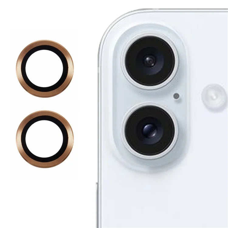 For iPhone 16 / 16 Plus Camera Lens Protector CD Veins Metal Ring Tempered Glass Film