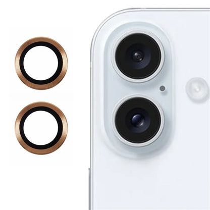 For iPhone 16 / 16 Plus Camera Lens Protector CD Veins Metal Ring Tempered Glass Film
