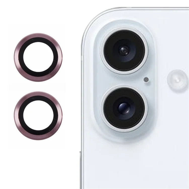 For iPhone 16 / 16 Plus Camera Lens Protector CD Veins Metal Ring Tempered Glass Film