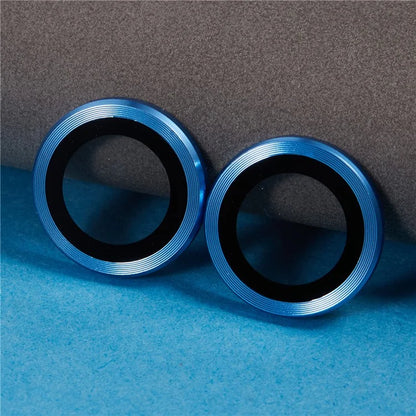 For iPhone 16 / 16 Plus Camera Lens Protector CD Veins Metal Ring Tempered Glass Film