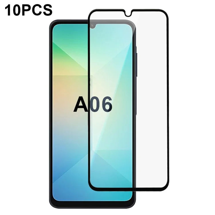 10Pcs For Samsung Galaxy A06 Screen Protector Silk Printing Edge Full Glue Complete Covering