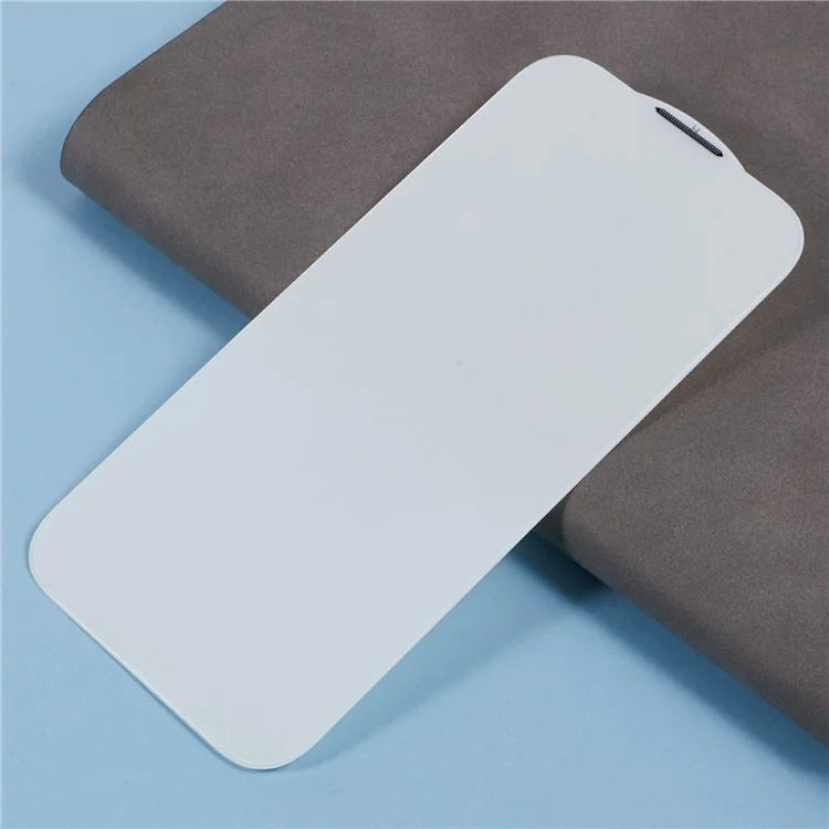 For iPhone 16 Screen Protector Crystal Clear Purple Light Tempered Glass Film Built-In Dust-Proof Mesh