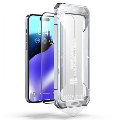 For iPhone 16 Plus Screen Protector Silk Printing Tempered Glass Film Dust-Free Protector