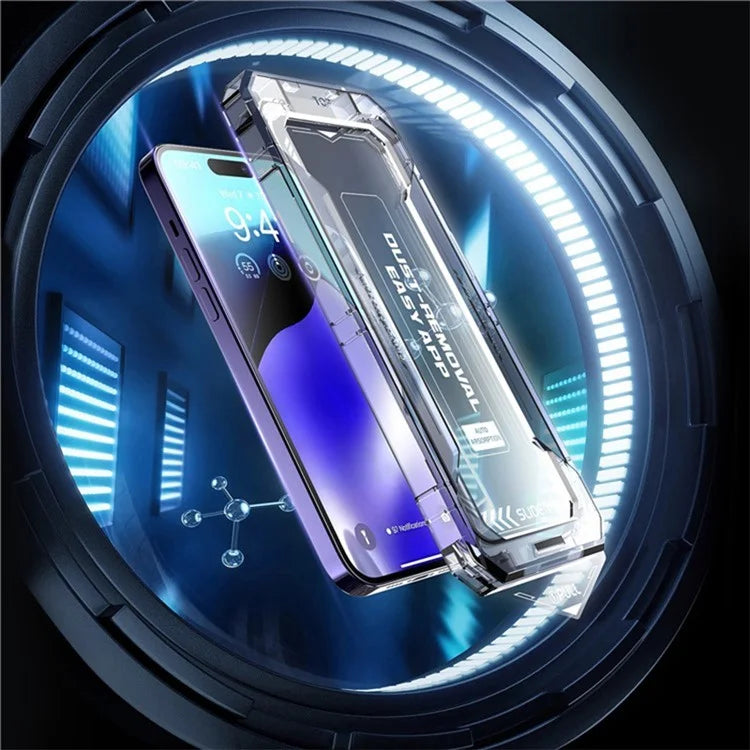 For iPhone 16 Plus Screen Protector Silk Printing Tempered Glass Film Dust-Free Protector