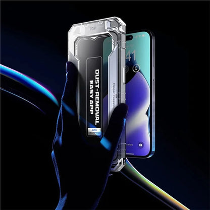 For iPhone 16 Plus Screen Protector Silk Printing Tempered Glass Film Dust-Free Protector