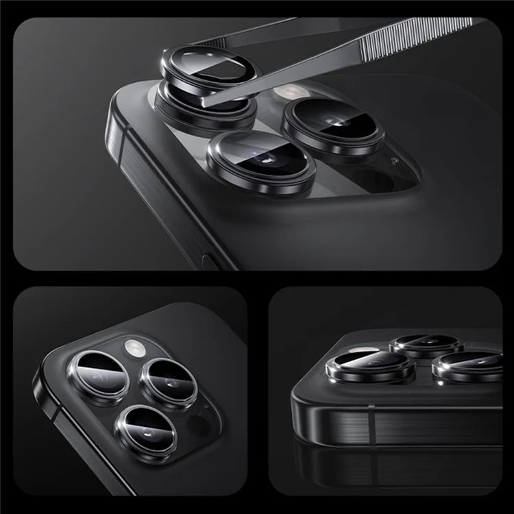 BENKS 1 Set For iPhone 16 Pro Max / 16 Pro Corning Gorilla Glass Camera Lens Protector with Aluminium Alloy Frame