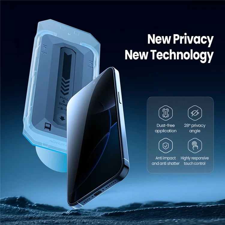 NILLKIN For iPhone 16 Pro Anti-Peep Screen Protector Anti-Scratch AGC Glass Full Screen Film