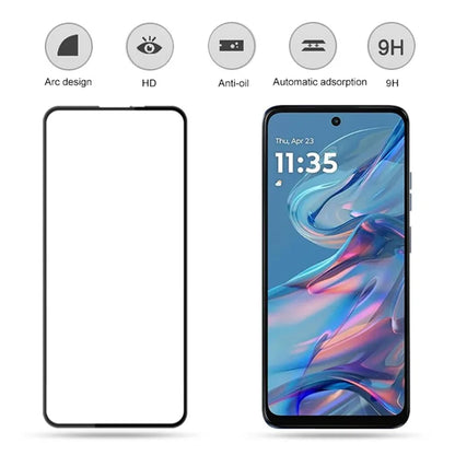 MOCOLO For Motorola Moto G45 5G / G34 5G Screen Protector Anti-Shatter Silk Printing Tempered Glass Film - Black