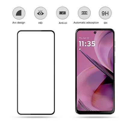 MOCOLO For Motorola Moto G55 5G Screen Protector Anti-Shatter Silk Printing Tempered Glass Film - Black