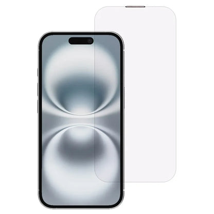 For iPhone 16 Plus Screen Protector Crystal Clear Purple Light Tempered Glass Film Built-In Dust-Proof Mesh