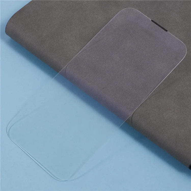 For iPhone 16 Plus Screen Protector Crystal Clear Purple Light Tempered Glass Film Built-In Dust-Proof Mesh