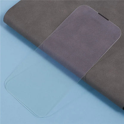 For iPhone 16 Plus Screen Protector Crystal Clear Purple Light Tempered Glass Film Built-In Dust-Proof Mesh