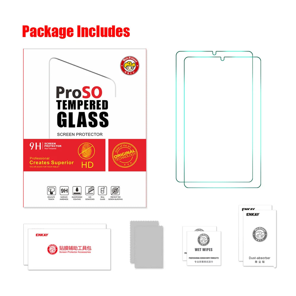For Xiaomi Redmi Pad SE 4G 8.7 inch ENKAY HAT PRINCE 2Pcs Tablet Screen Protector 9H 2.5D 0.33mm High Aluminium-silicon Glass Film - Transparent