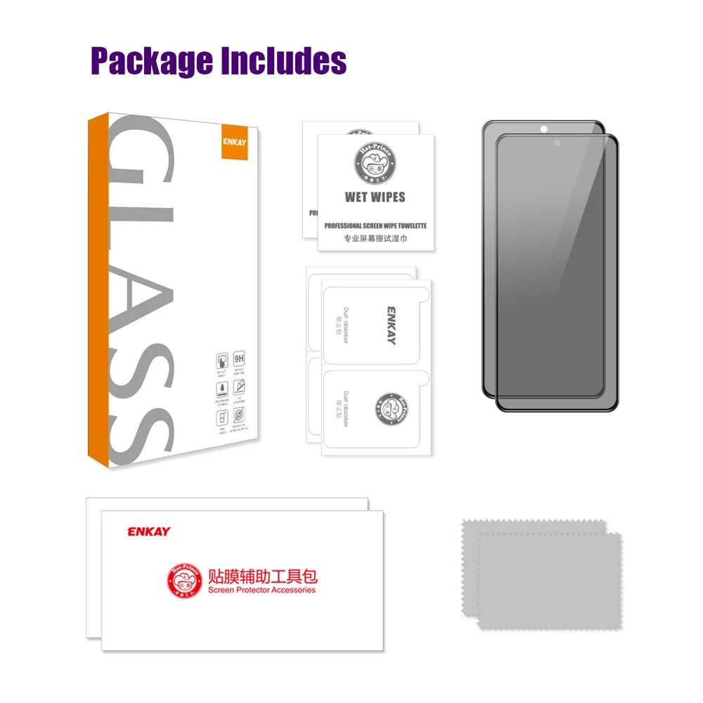 For Xiaomi 14T Pro / Xiaomi 14T ENKAY Hat-Prince 2Pcs Privacy Screen Protector Tempered Glass Film 28-degree Anti-Spy - Black