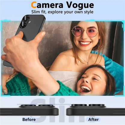 1Set For iPhone 16  /  16 Plus Camera Lens Film Tempered Glass CD Vein Metal Ring Rear Lens Protector