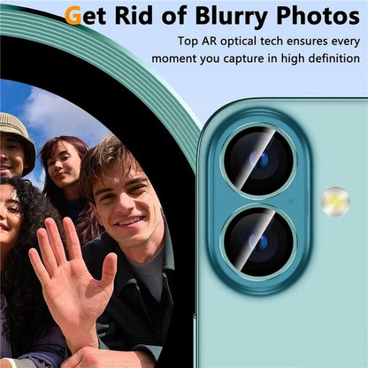 1Set For iPhone 16  /  16 Plus Camera Lens Film Tempered Glass CD Vein Metal Ring Rear Lens Protector
